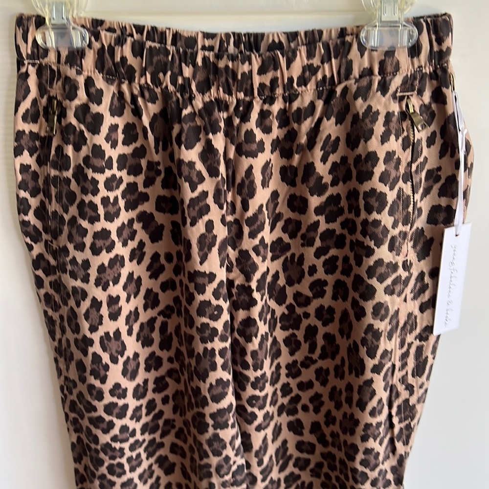 NWT Young, fabulous & broke size medium animal print pants with elastic ankles